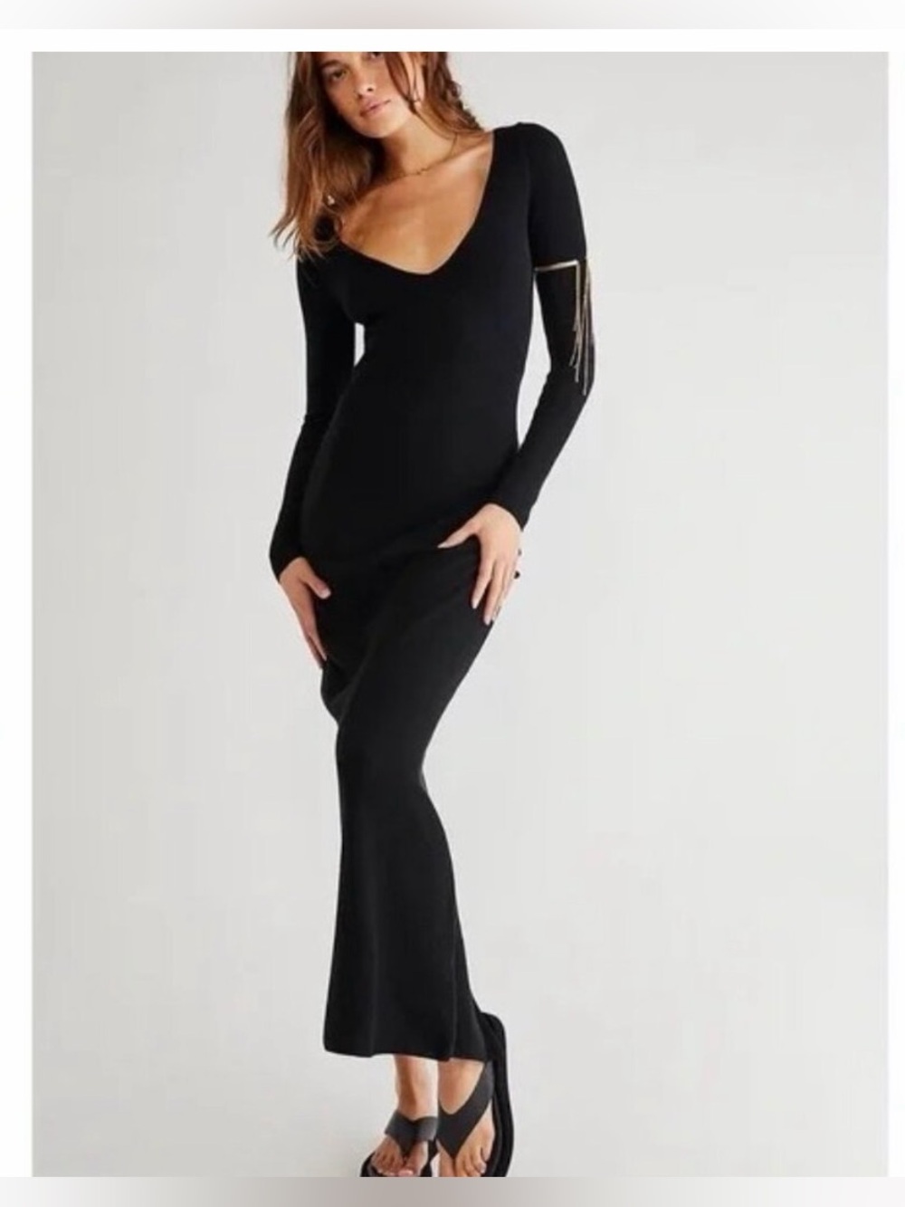 Free People Beach Trixie black sweater maxi dress. XS